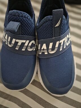 Nautica Kids Navy & White Elastic Logo Slip-On Sneakers